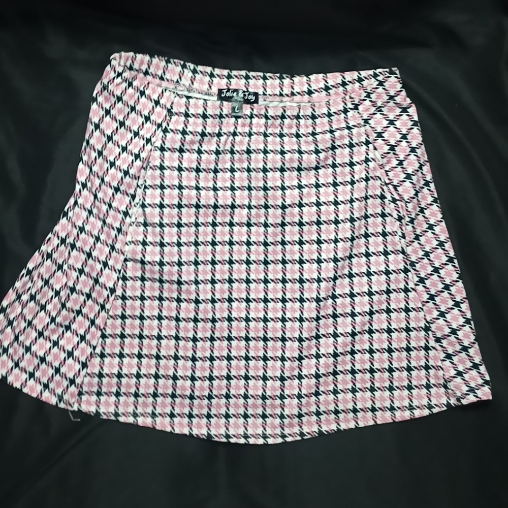 Jolie & Joy Pink and Black Houndstooth Skirt